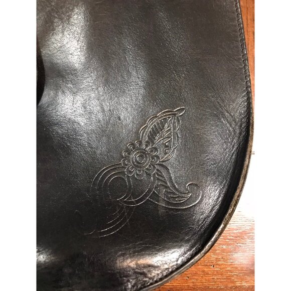 Vera Pelle Black Embossed Leather Purse Crossbody Bag - Picture 8 of 12